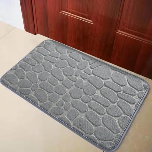 TOMURA 1pc Memory Foam Bath Rug Gray