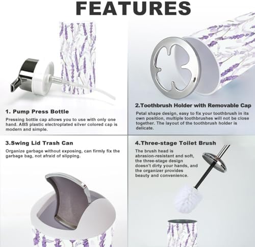 6 Piece Lavender Bathroom Accessory Set 1