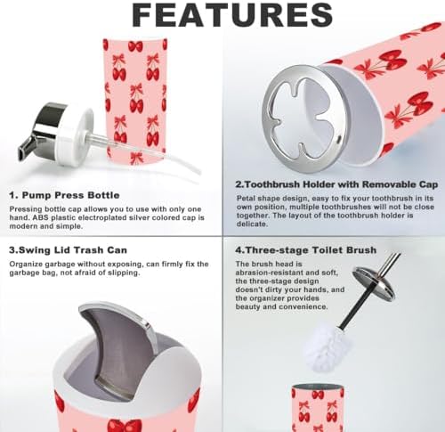 Adorable Cherry Bathroom Accessory Set 6 Piece