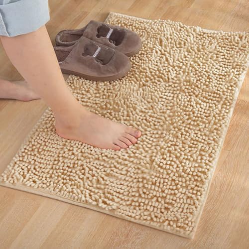 Soft Thick Chenille Bathroom Rug 20x12 Inch Non Slip