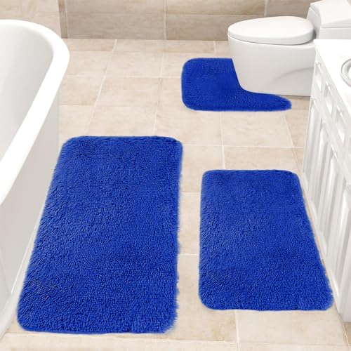 3PCS Soft Bath Mat Set - Non-Slip Thick Machine Washable