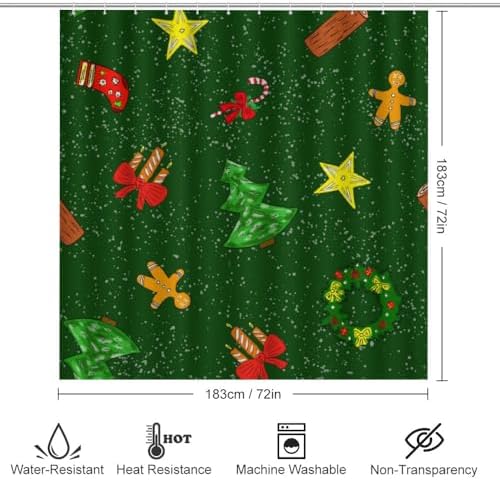 Kuizee Christmas Shower Curtain Set with 4 Bath Rugs