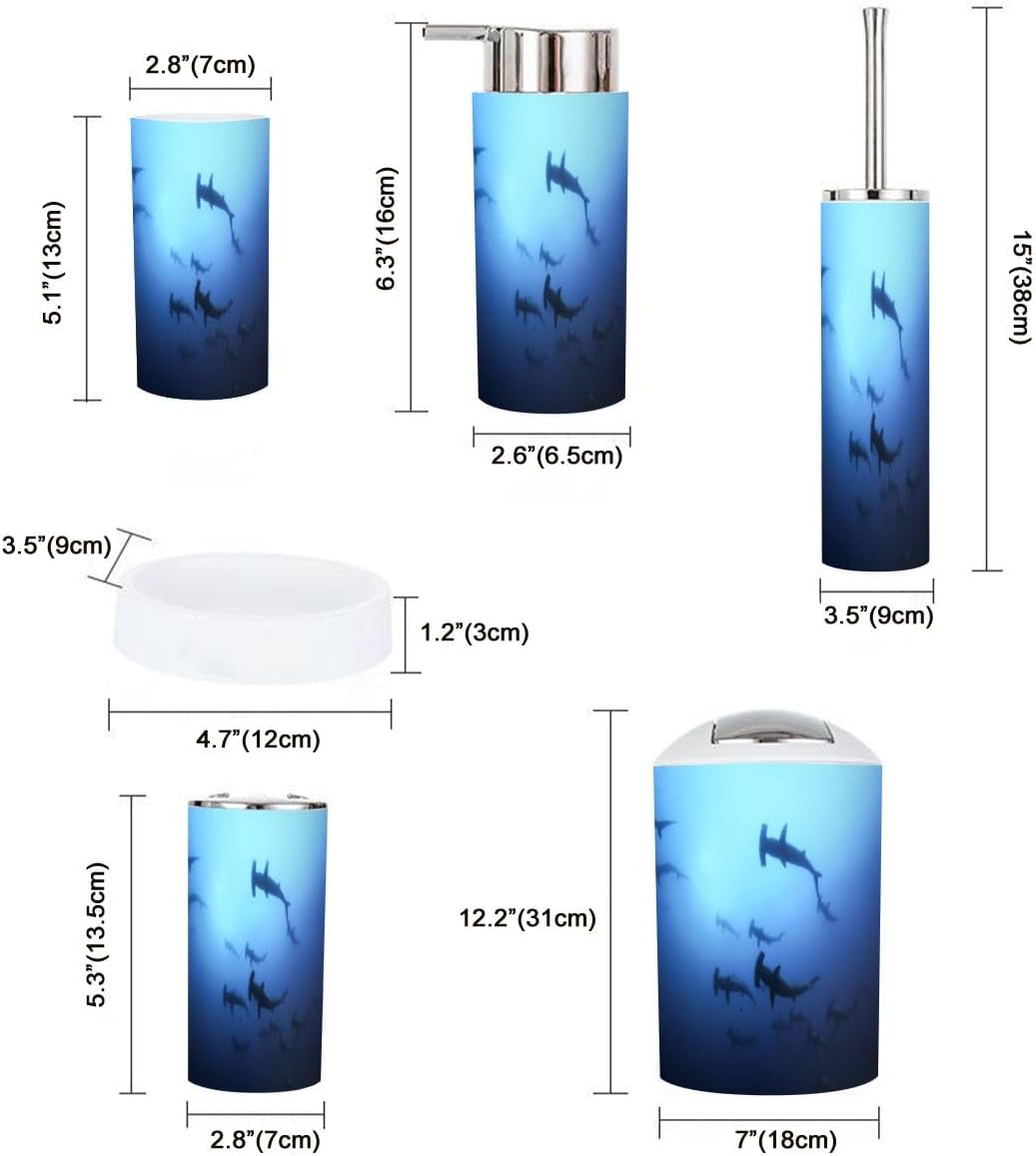 6 Piece Bathroom Accessory Set with Shark Design 1