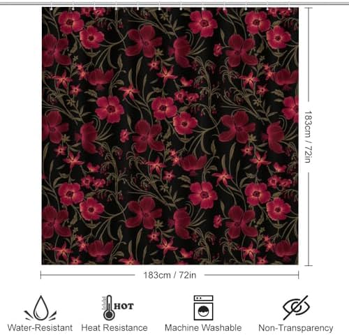 Kuizee 4 Piece Shower Curtain Set with Rugs and Hooks