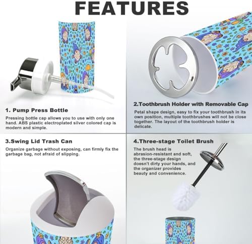 Scandinavian Gnomes Bathroom Accessory Set 6 Piece