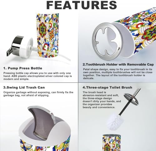 Mexican Talavera Bathroom Accessory Set 6 Piece