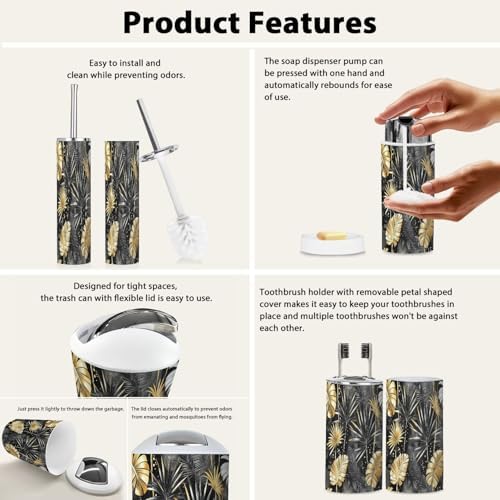 Boho Tropical Bathroom Accessories Set 6 Pieces