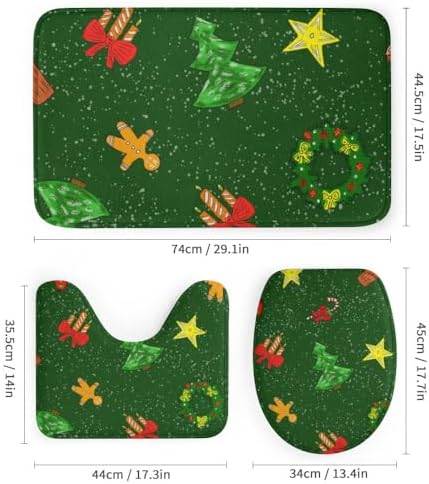 Kuizee Christmas Shower Curtain Set with 4 Bath Rugs