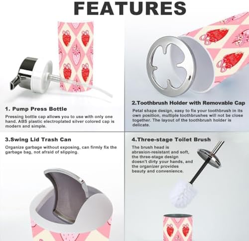 Strawberry Bow Bathroom Accessory Set 6 Piece