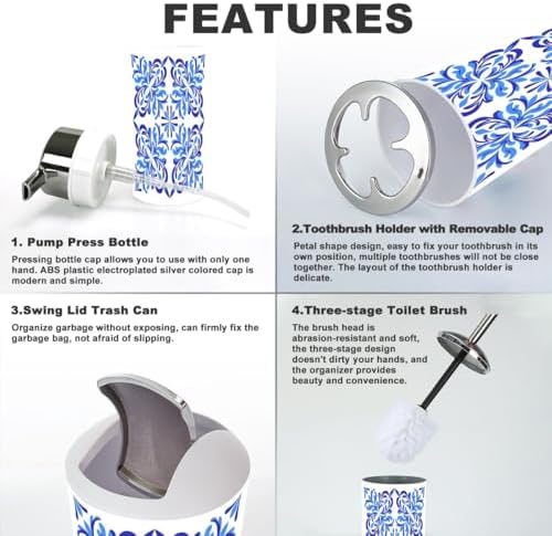 6 Piece Bathroom Accessory Set Durable Plastic