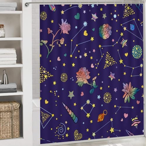 Kuizee 4-Piece Shower Curtain Set with Rugs and 12 Hooks 1