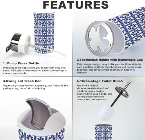 6 Piece Bathroom Accessory Set with Trash Can