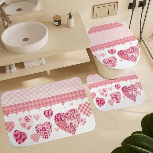 Kuizee Valentines Day 4-Piece Shower Curtain Set