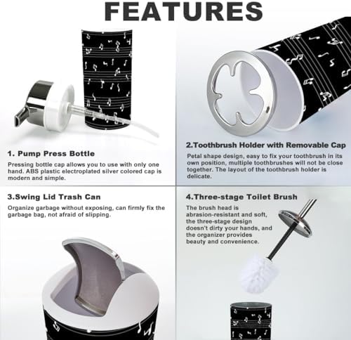 6 Piece Musical Notes Bathroom Accessory Set