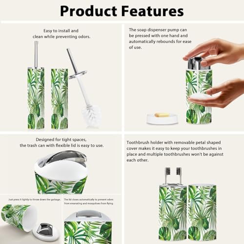Boho Tropical Bathroom Accessory Set 6 Piece 1