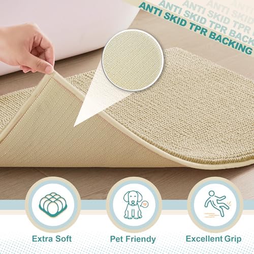 Khaki Brown Bath Rug Set 2 Piece Thick Plush