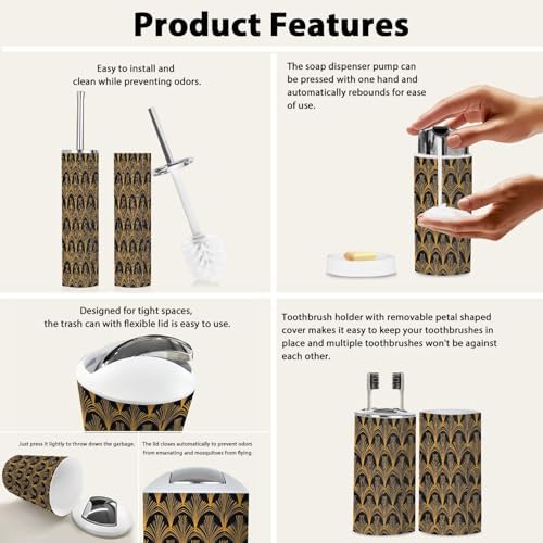 Boho Bathroom Accessory Set 6 Piece Minimalistic