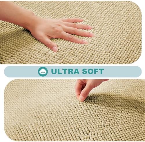 Khaki Brown Bath Rug Set 2 Piece Thick Plush