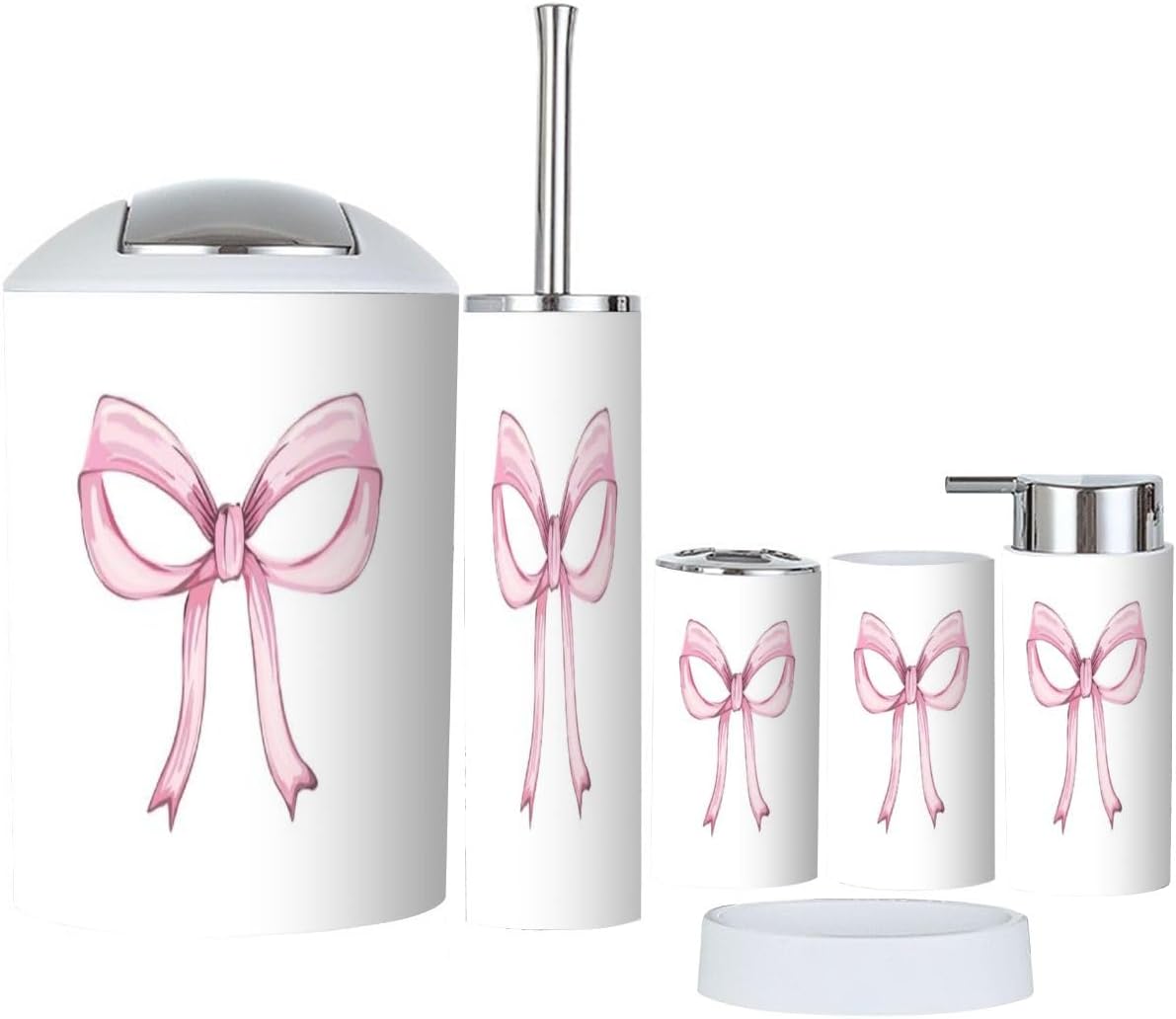 Cute Quote Bathroom Accessory Set with Trash Can