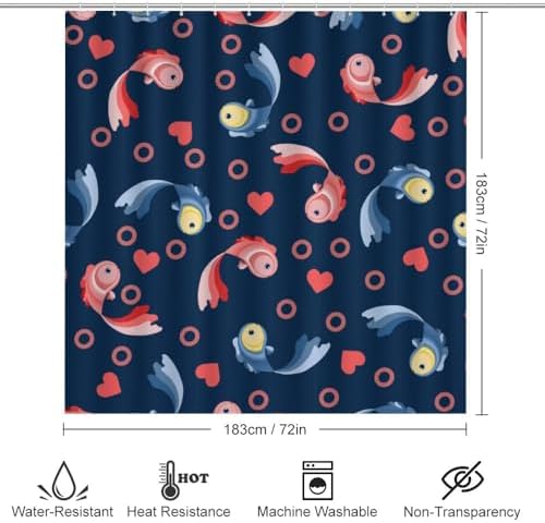 Kuizee 4 Piece Valentines Day Shower Curtain Set with Non-Slip Rugs