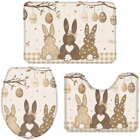 Easter Bath Rug Set with Heart and Bunny Designs