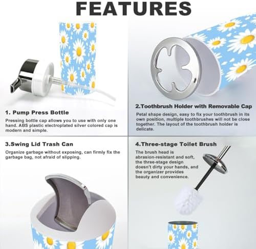 6 Piece Floral Bathroom Accessory Set 1