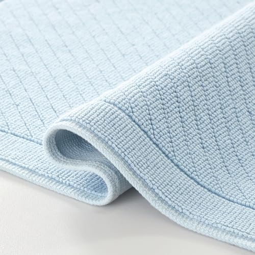 Arkwright Cotton Bath Rug - 24x36 in Blue Textured Woven Design