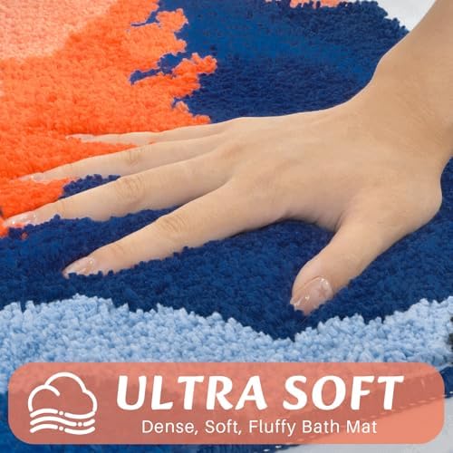 CenviaLuxy Landscape Bath Rug 24x16 Plush Shaggy Mat with Rubber Backing 1