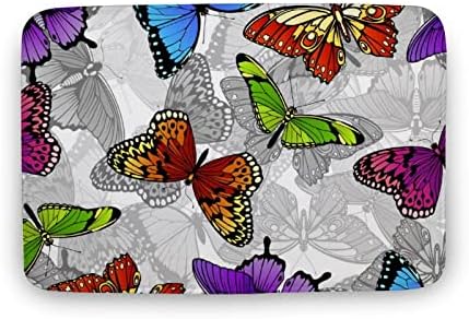 Colorful Butterflies Bath Rug Non-Slip Microfiber