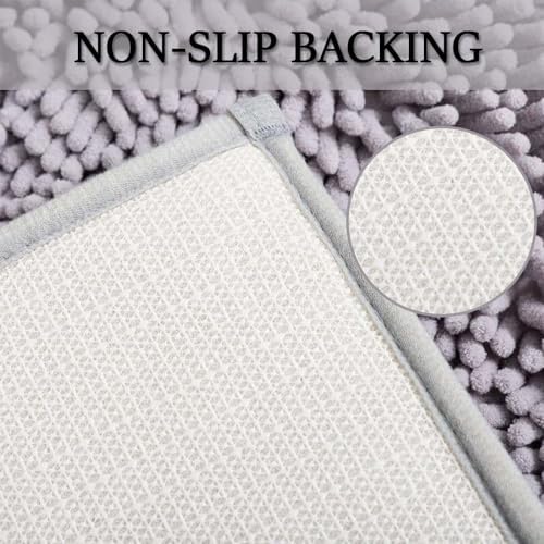 Hiseng Soft Chenille Bath Mat Non-Slip Plush Shaggy Rugs Purple 158x236