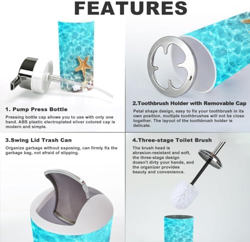 6 Piece Bathroom Accessory Set with Starfish Design 1