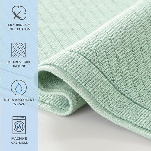 Arkwright 2 Piece Cotton Bath Rug Set - Green 17x24 20x32 in