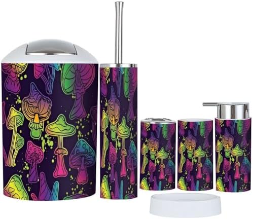 Magic Mushrooms Bathroom Accessory Set 6 Piece