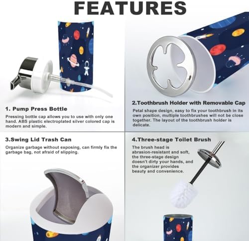 6 Piece Bathroom Accessory Set with Solar Design