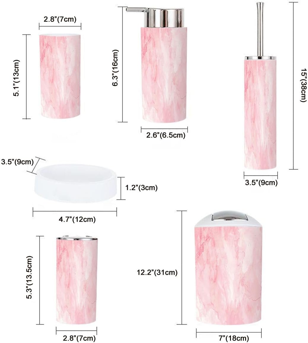 Boho Pink Bathroom Accessories Set 6 Piece