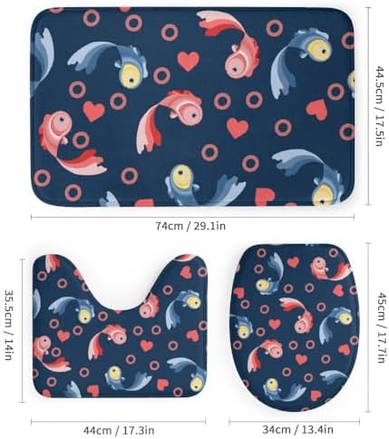 Kuizee 4 Piece Valentines Day Shower Curtain Set with Non-Slip Rugs