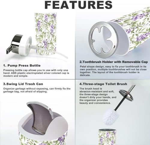 6 Piece Purple Wisteria Bathroom Accessory Set 1