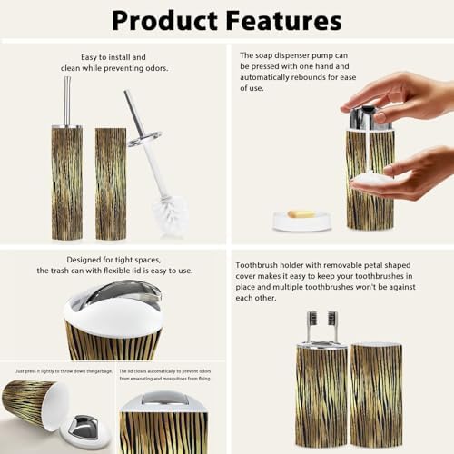 Boho Luxury 6-Piece Animal Skin Bathroom Accessory Set 1