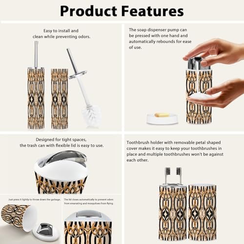 Boho Bathroom Accessory Set 6 Piece Modern