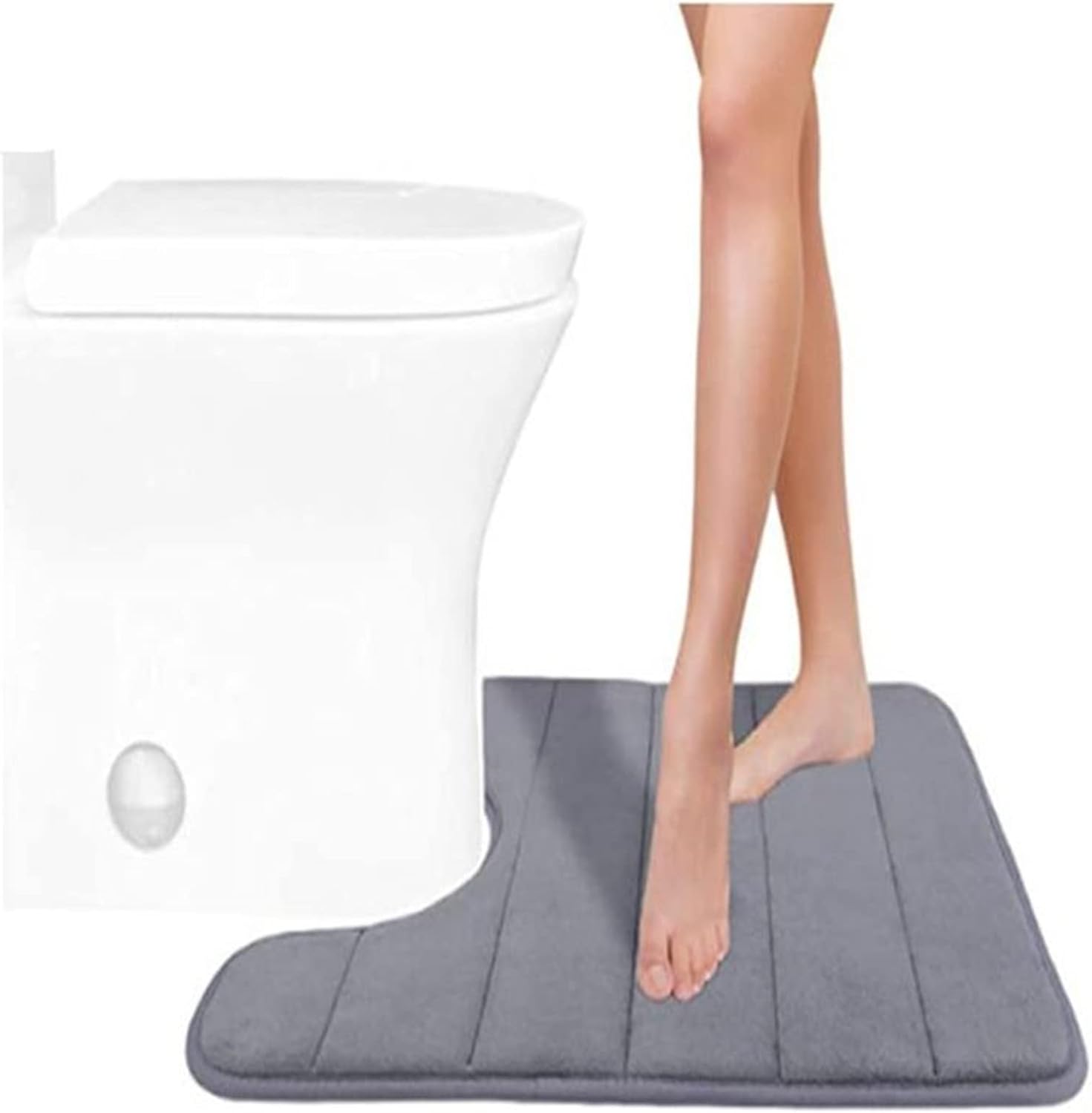 Essencedelight U Shaped Toilet Rug Velvet Bath Mat for Bathroom