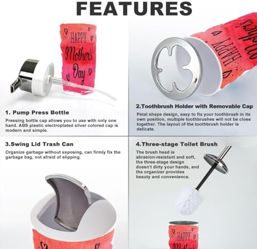 Happy Mothers Day 6 Piece Bathroom Accessory Set