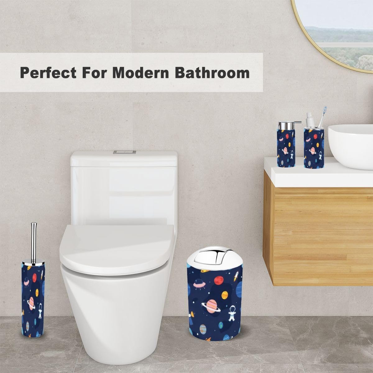6 Piece Bathroom Accessory Set with Solar Design