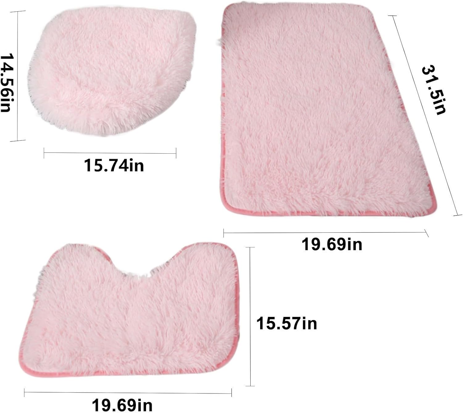 3-Piece Bathroom Rug Set - Super Soft Non-Slip Bath Mats
