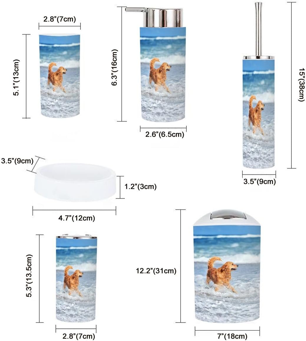 Young Golden Retriever 6-Piece Bathroom Accessory Set