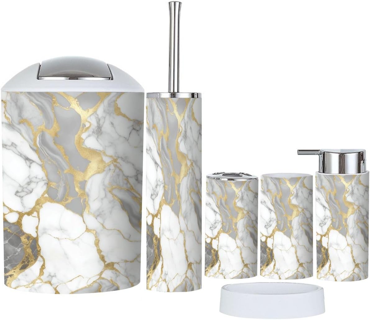 TRANQDEHOM 6 Piece Boho Luxury Bathroom Accessory Set