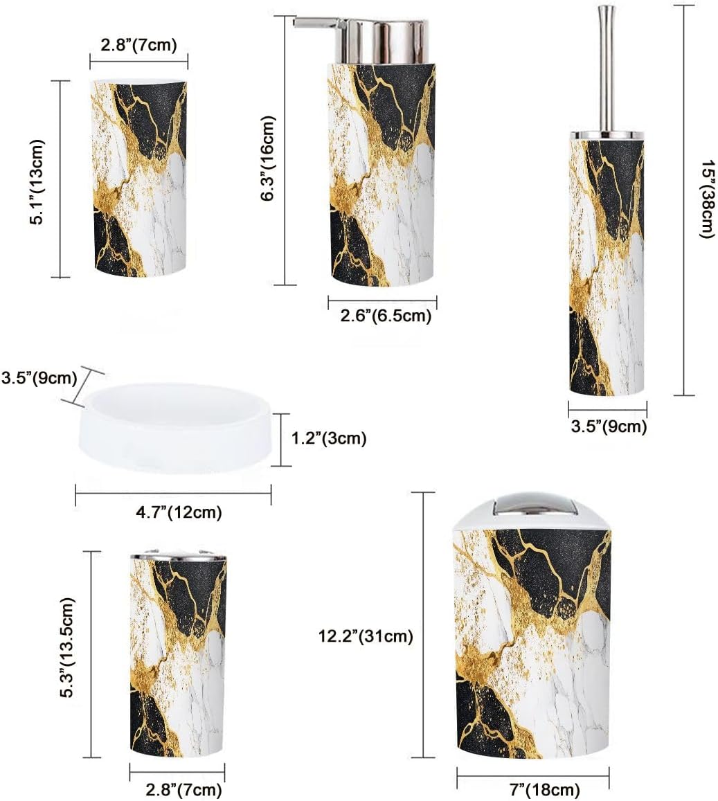 Boho Abstract Marble Bathroom Accessories Set 6 Piece