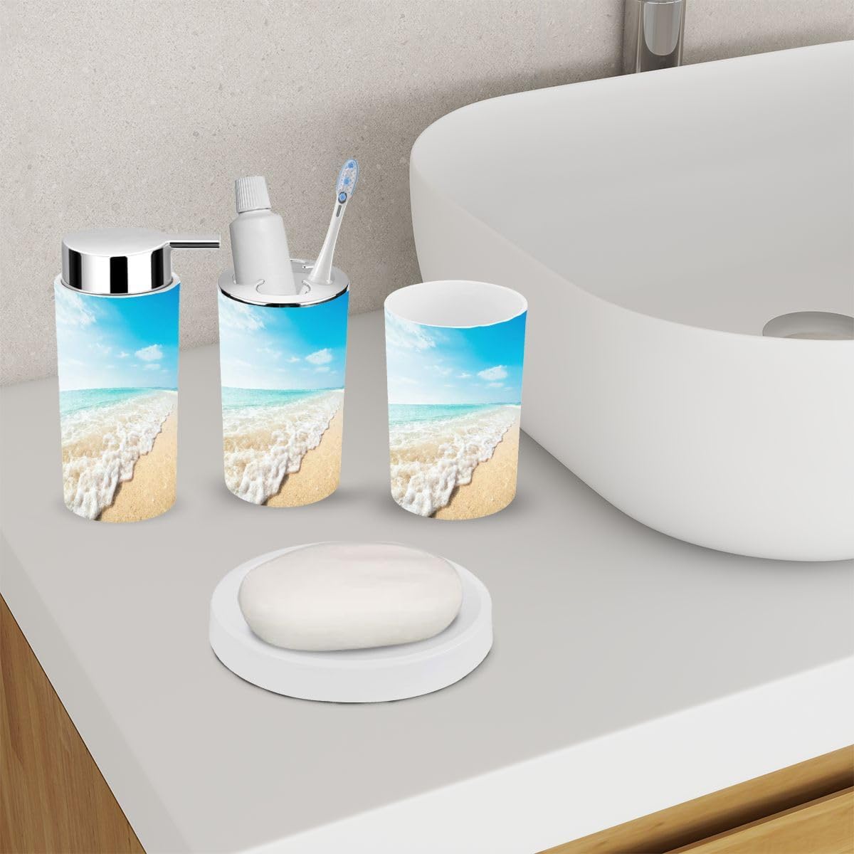 Tropical Seascape 6-Piece Bathroom Accessory Set 1