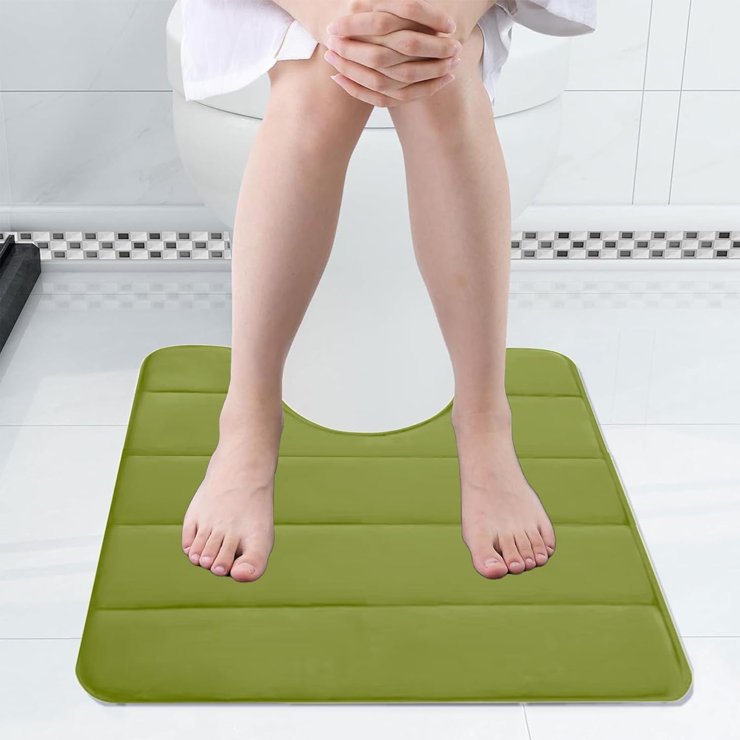 2024 Memory Foam U-Shape Bath Mat Green