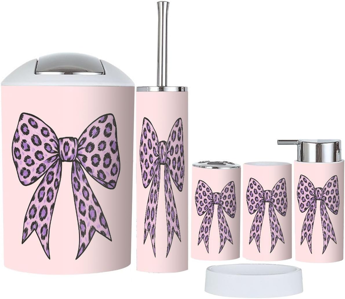 Boho Bathroom Accessory Set 6 Piece with Cute Quotes