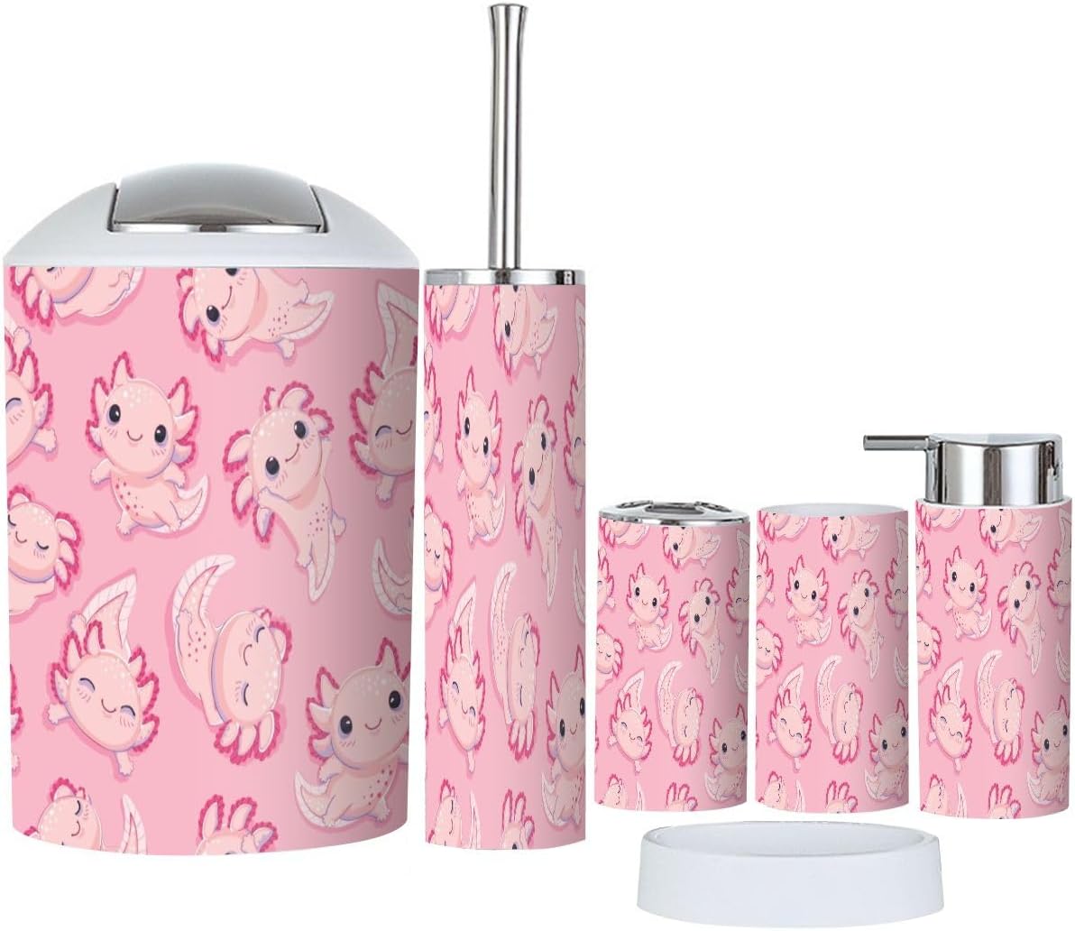 Cute Happy Baby Axolotls Bathroom Accessories Set